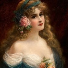 Оригинал схемы вышивки «Эмиль Вернон. Девушка с розой» (№2128288)