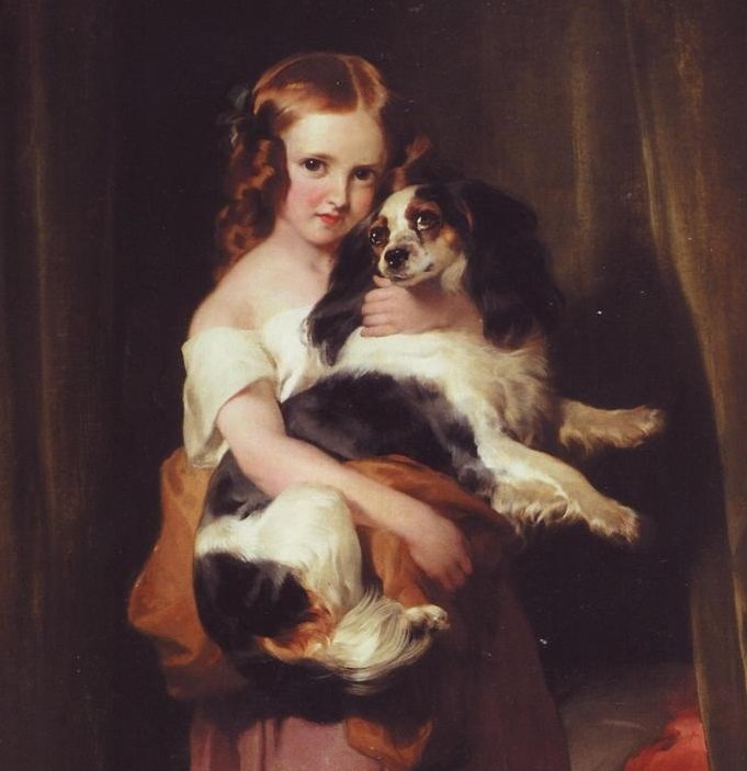 Jules Salles Wagner. Портрет мисс Элизы Пил - портрет, девочка, собака, 19 век, живопись - оригинал