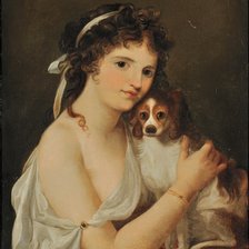 Схема вышивки «Девушка с собакой»