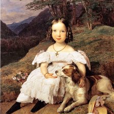 Оригинал схемы вышивки «Девочка с собакой. Вальдмюллер Фердинанд Георг» (№2128523)