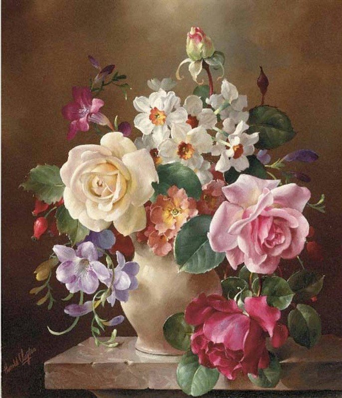 Цветы в вазе. Харольд Клейтон - ваза, живопись, цветы, натюрморт - оригинал