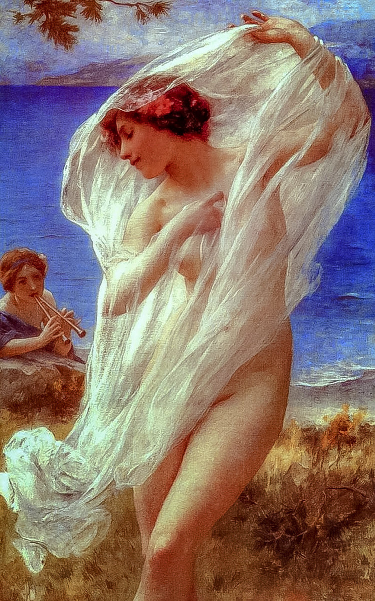 A Dance By The Sea. - charles amable lenoir painter.seascenes.ladies. - оригинал