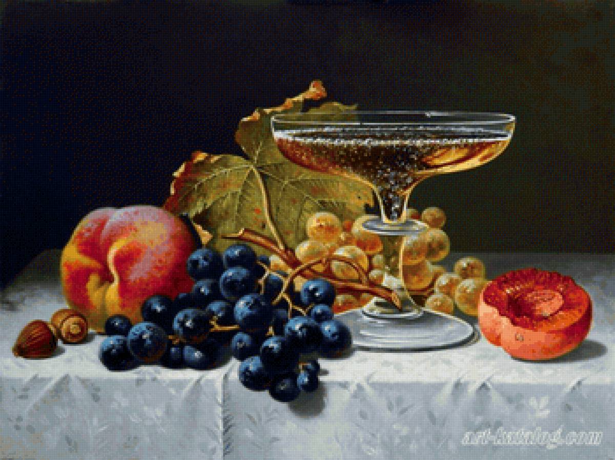 натюрморт с бокалом и фруктами - предпросмотр