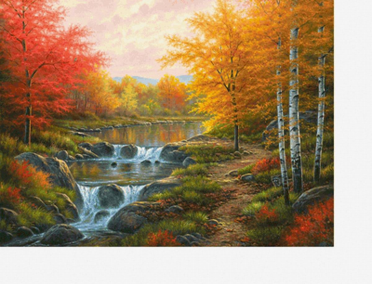 Осенний пейзаж - осень, природа, лес, река - предпросмотр