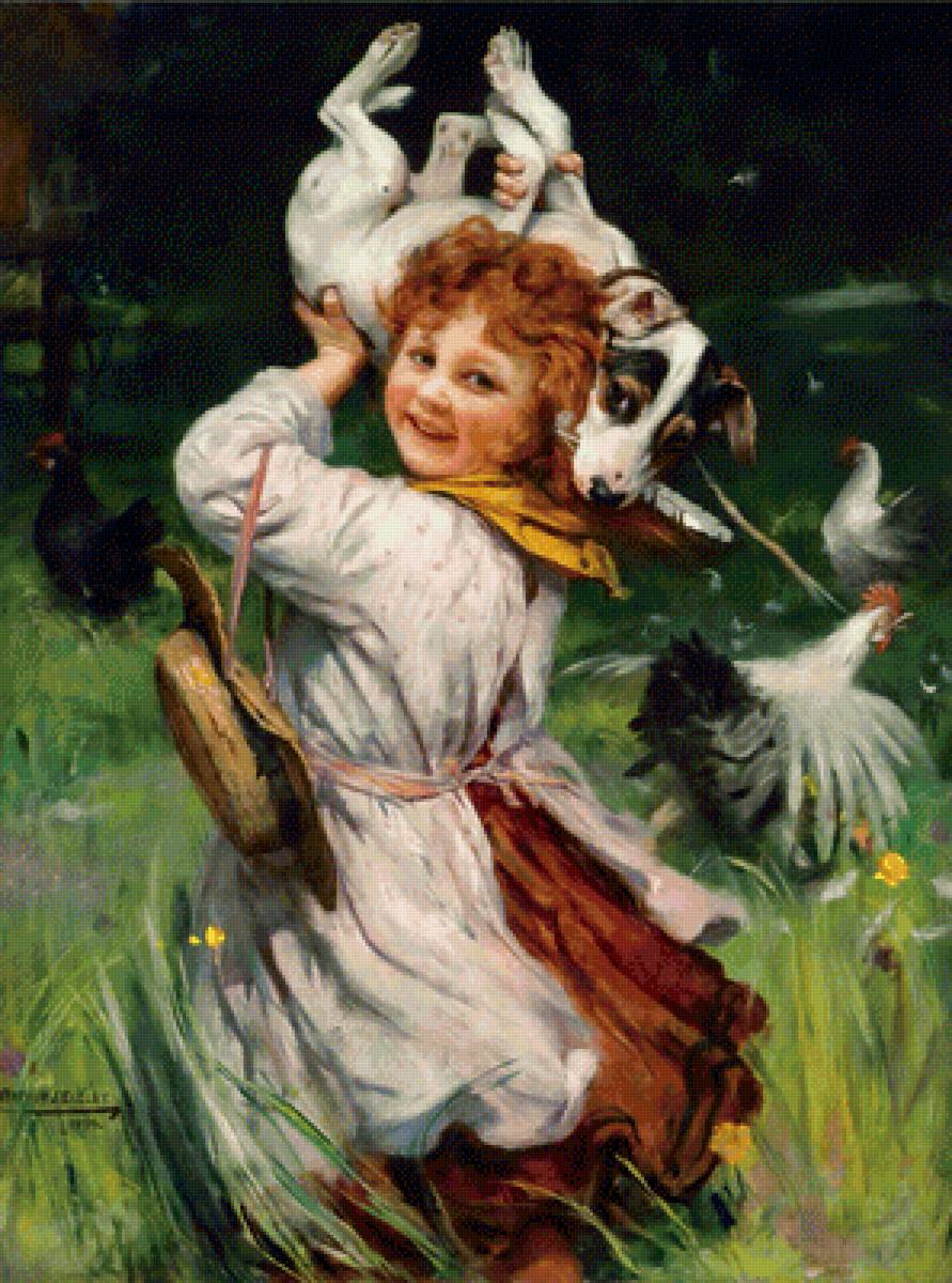 Arthur John Elsley (Артур Джон Элсли). Охотник - живопись, собака, дети - предпросмотр