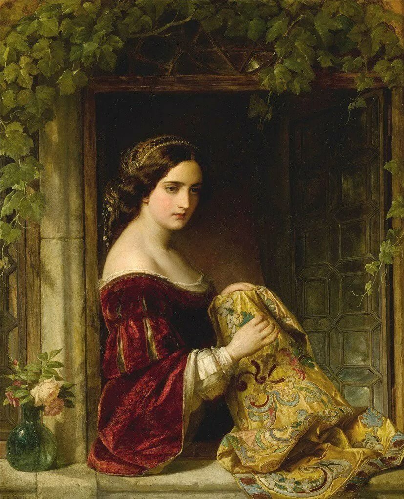 Девушка у окна. Томас Фрэнсис Дикси - портрет, 19 век, живопись, девушка - оригинал