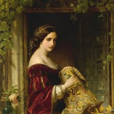 Схема вышивки «Девушка у окна. Томас Фрэнсис Дикси»