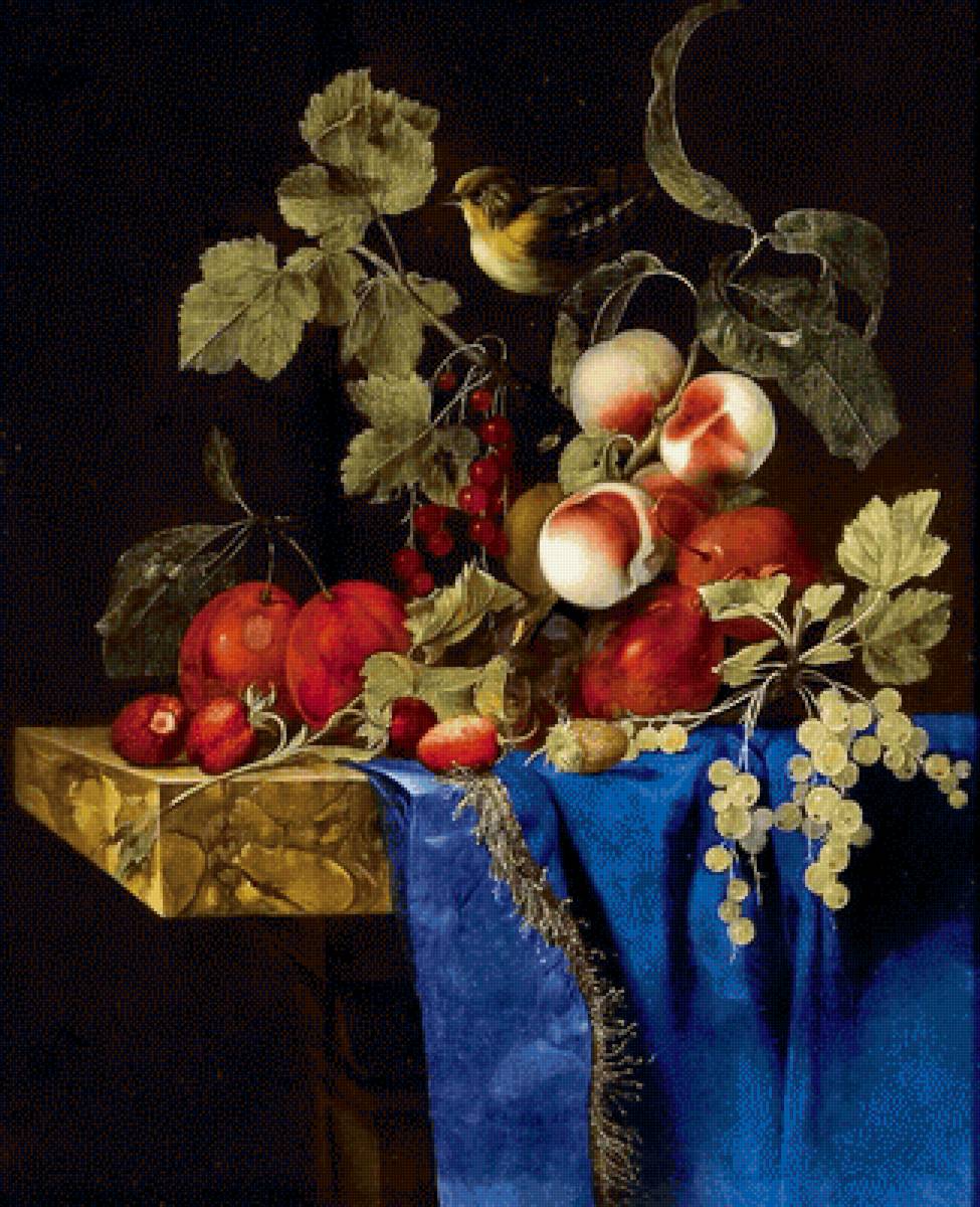 Натюрморт. Виллем Ван Алст - натюрморт, птичка, живопись, фрукты - предпросмотр