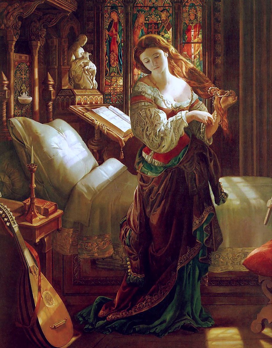 Мадлен после молитвы. Даниэль Маклис - девушка, живопись, 19 век - оригинал