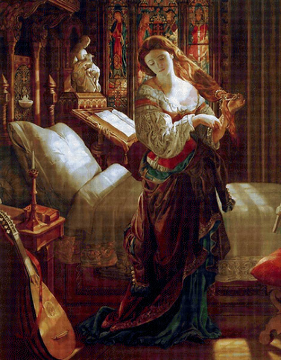 Мадлен после молитвы. Даниэль Маклис - живопись, 19 век, девушка - предпросмотр