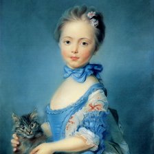 Схема вышивки «Девочка с котёнком. Жан Батист Перроно»