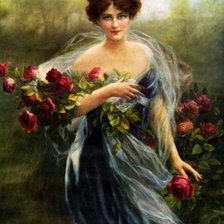 Оригинал схемы вышивки «Дама с розами. Эмиль Вернон» (№2130432)