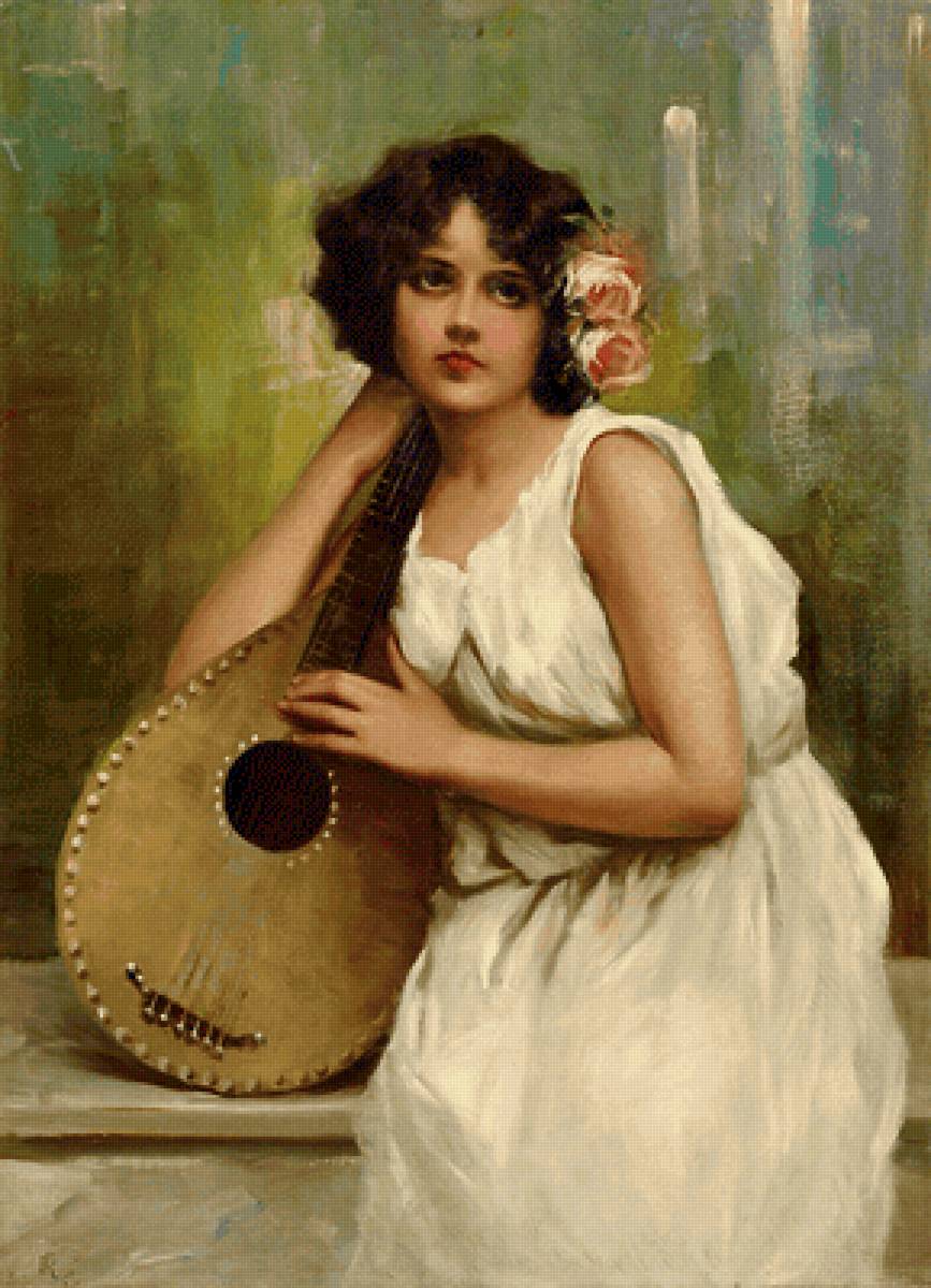 William Arthur Breakspeare. Девушка с лютней - девушка, портрет, живопись, 19 век - предпросмотр