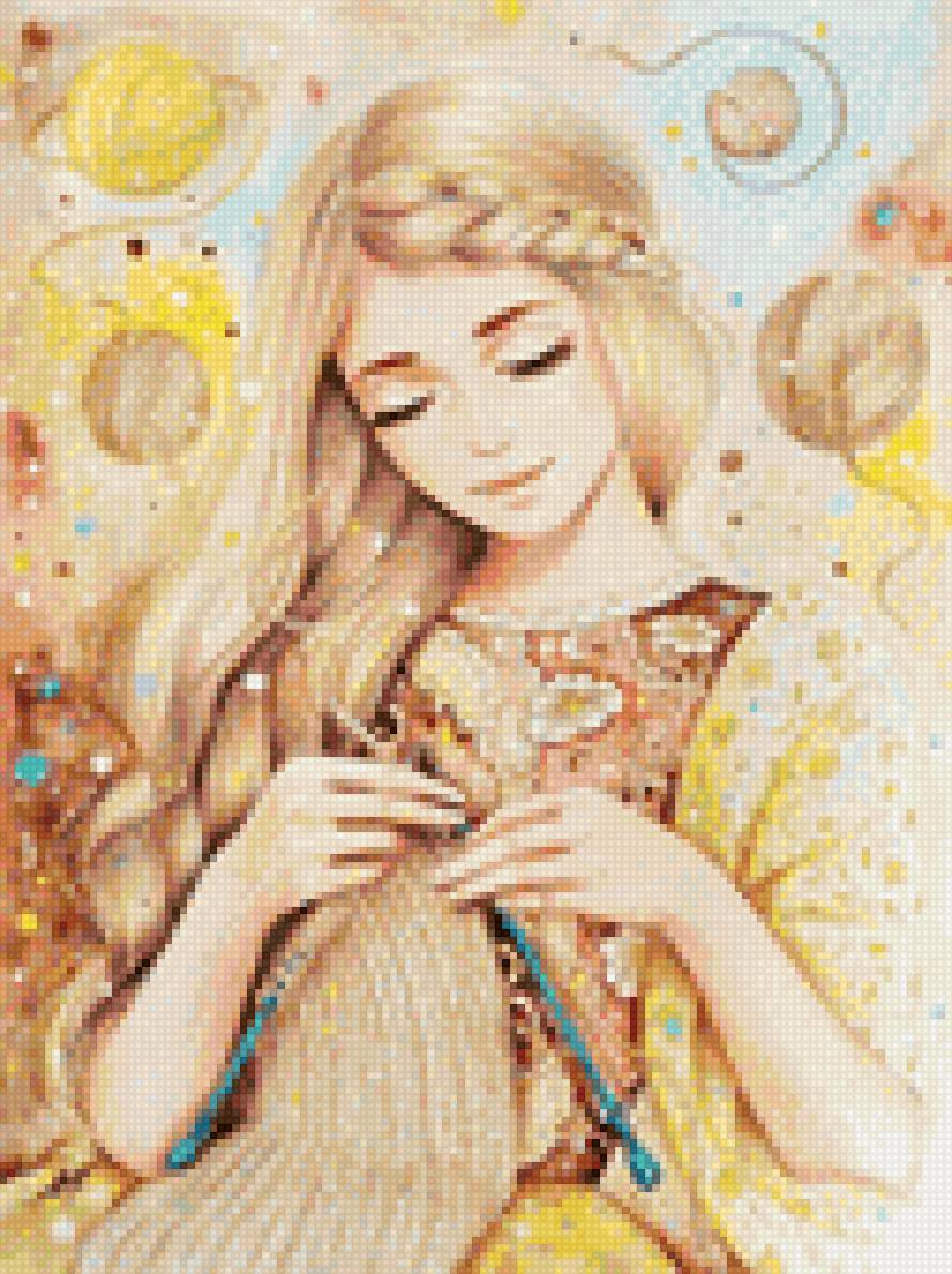 Девушка с вязанием - девушка, вязание - предпросмотр