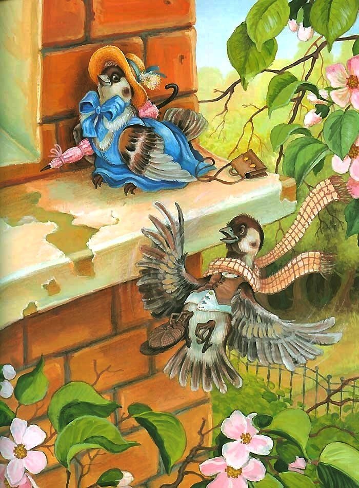 ухажер - шляпка, шарфик, птицы - оригинал