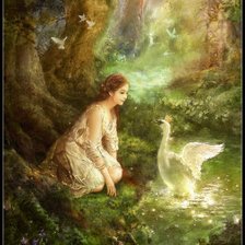 Схема вышивки «Леди и лебедь»