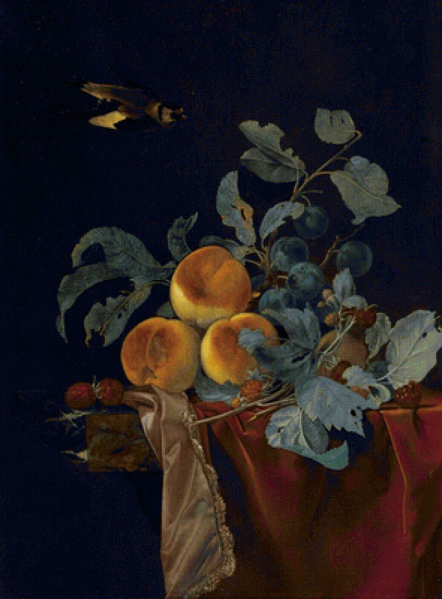 Натюрморт с птицей. Виллем Ван Альст - фрукты, птичка, натюрморт, живопись - предпросмотр