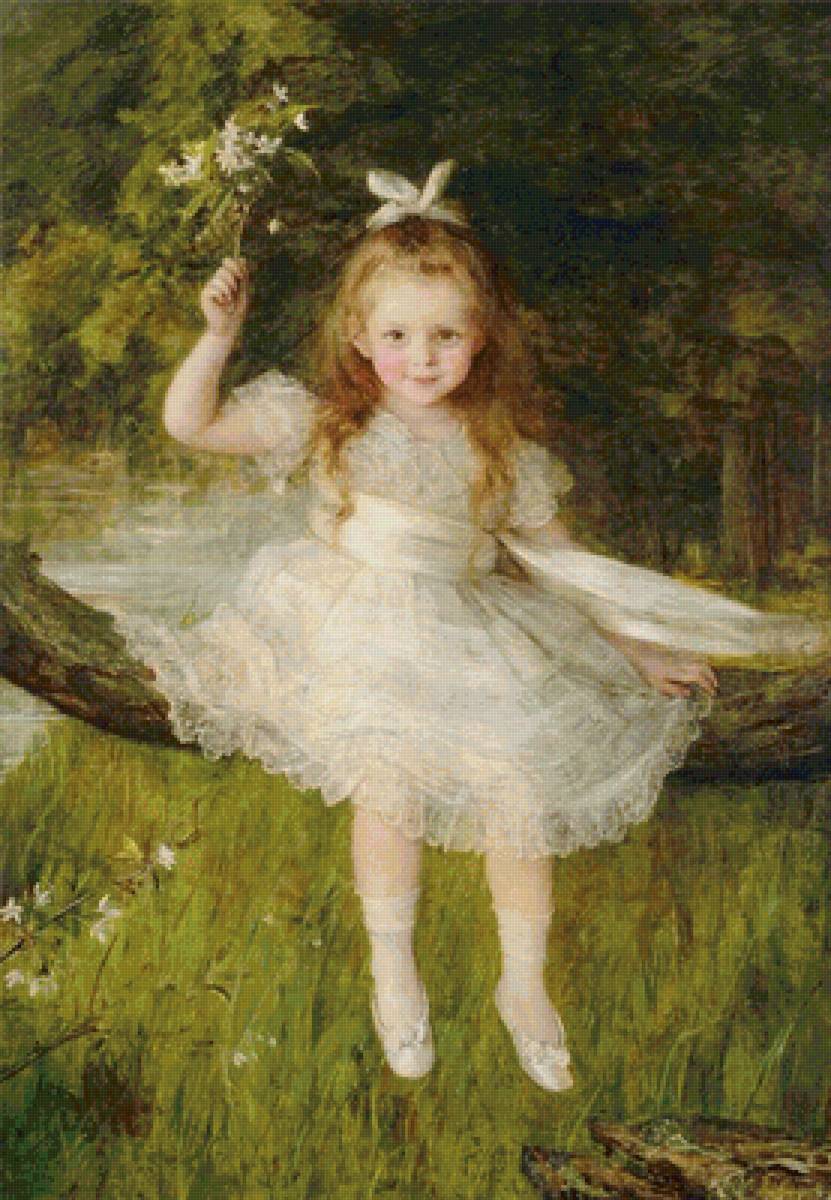 Портрет девочки. Miss Blanche Jenkins - девочка, живопись, 19 век, портрет - предпросмотр