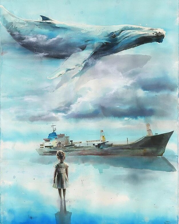 Сны о китах - девочка, лора зомби, кит, абстракция - оригинал