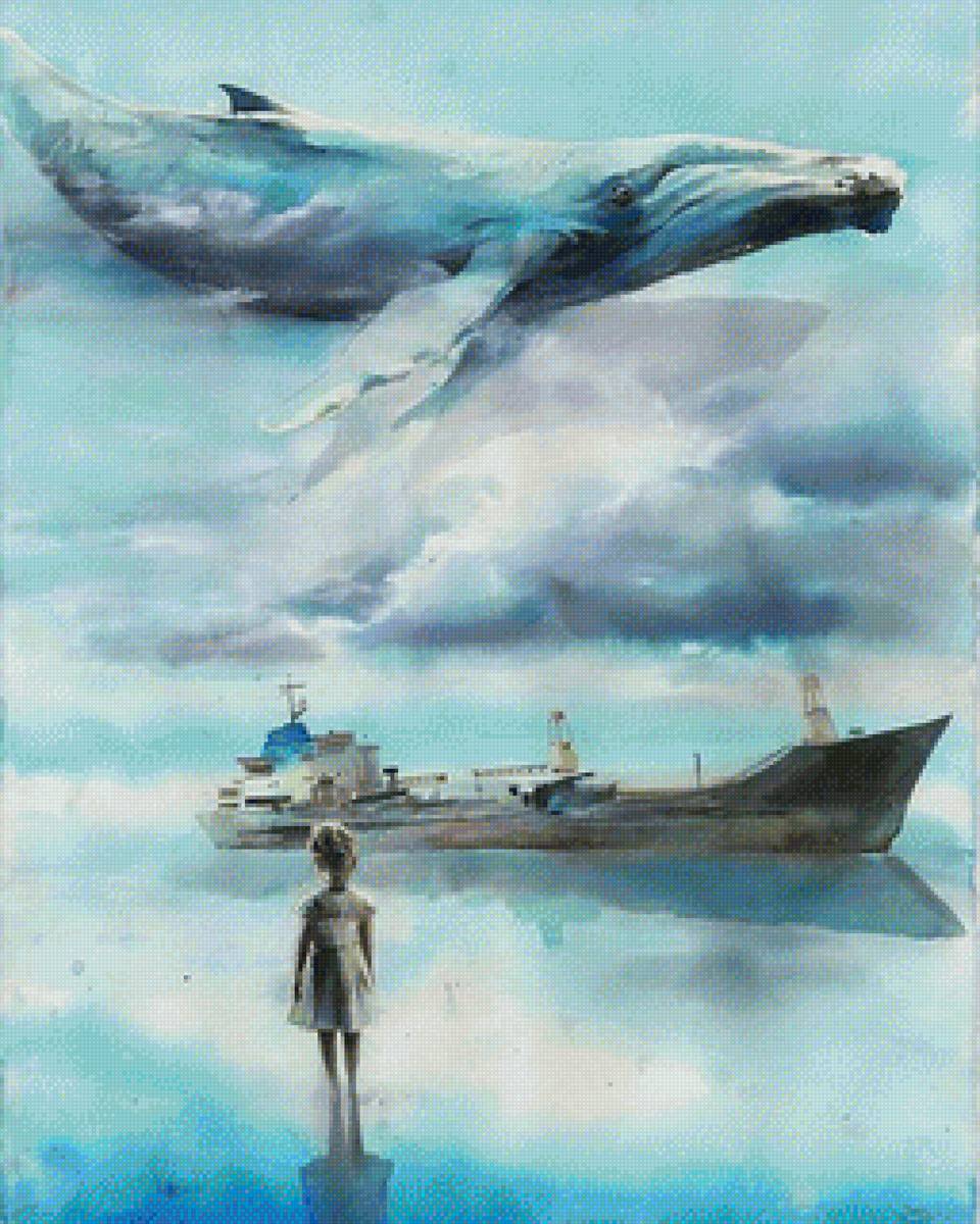 Сны о китах - лора зомби, девочка, кит, абстракция - предпросмотр