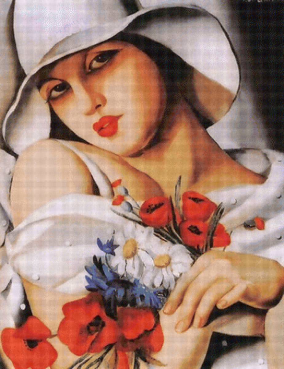 Дама с букетом - предпросмотр