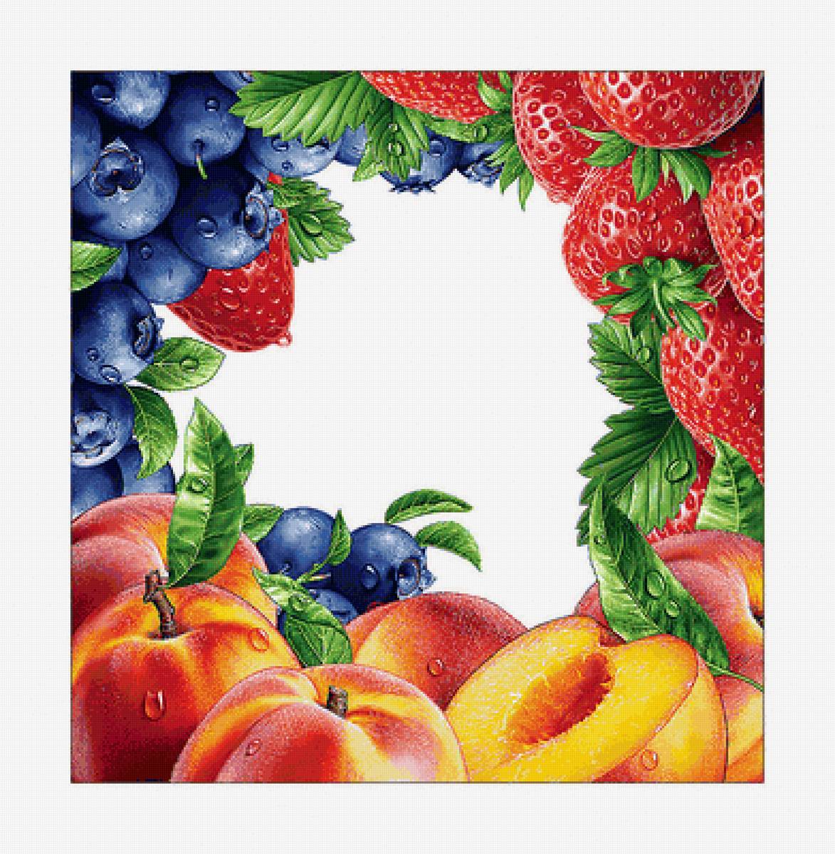 Фрукты-ягоды. - ягоды, клубника, фрукты, черника, персики - предпросмотр