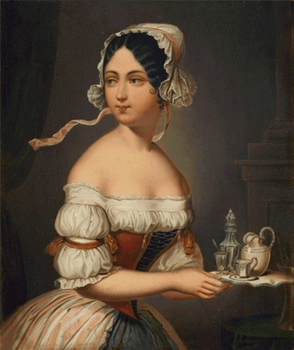 Alexander Mann. Субретка - девушка, портрет, живопись, 19 век - предпросмотр