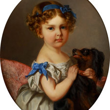 Схема вышивки «Девочка с собакой. Norbert Schrodl»