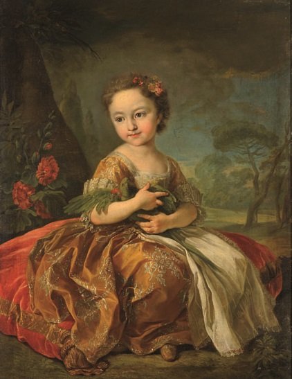 Мария Луиза Габриэлла Савойская. Девочка с попугаем - живопись, девочка, портрет, 18 век, попугай - оригинал