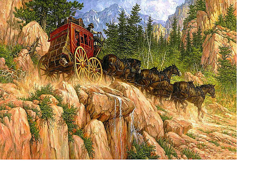Обрыв - лошади, горы, карета, кони - оригинал