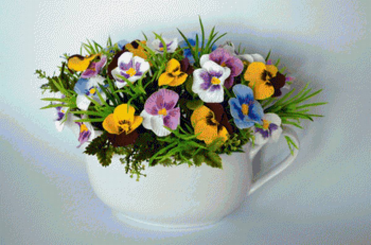 Анютки - букет, анютины глазки - предпросмотр