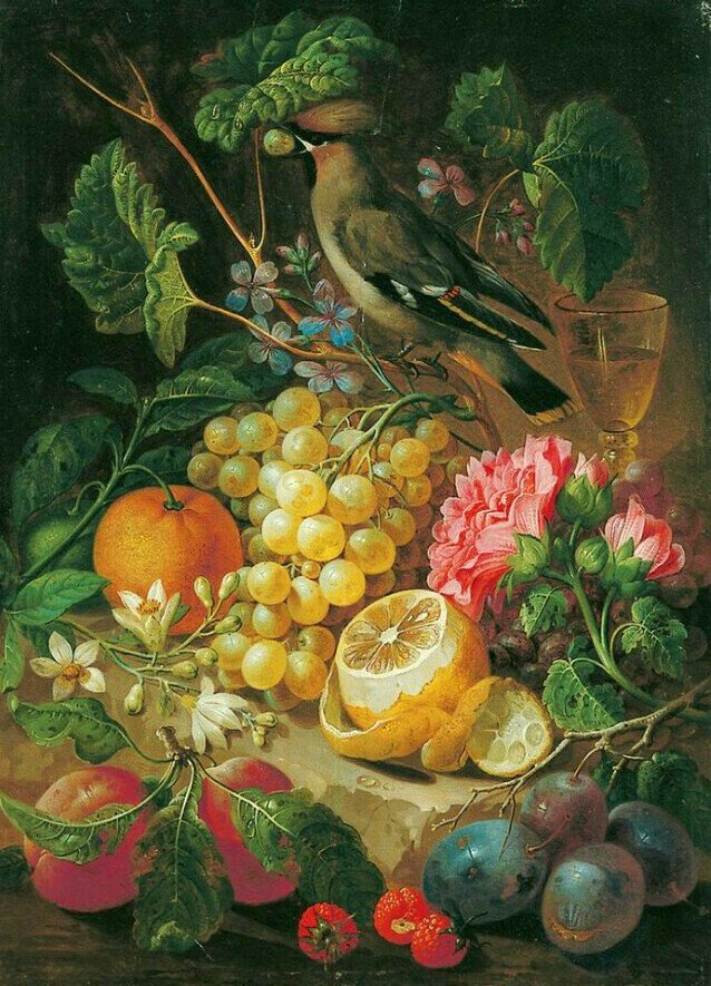 Натюрморт - фрукты, птица - оригинал