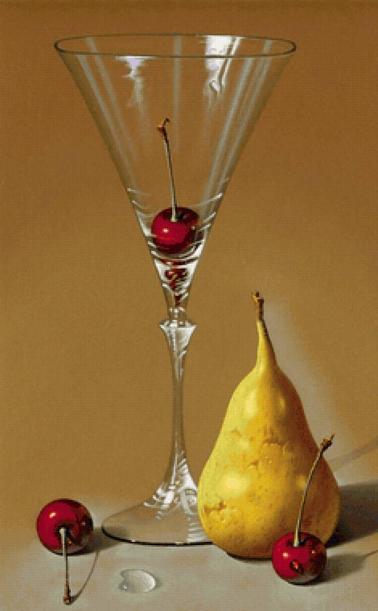 Натюрморт с грушей - натюрморт, груша, вино - предпросмотр