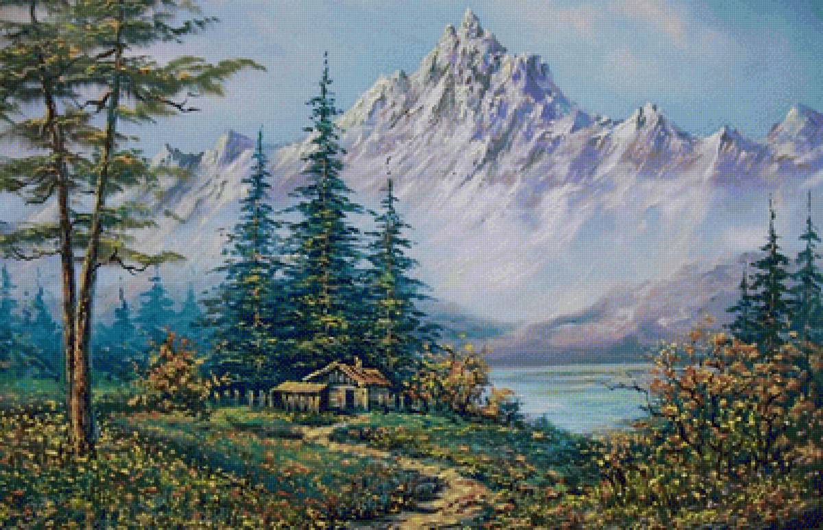 Домик на берегу - дом, природа, озеро, пейзаж - предпросмотр