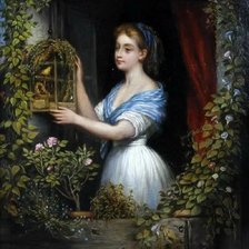 Оригинал схемы вышивки «Девушка у окна. John Everett Millais» (№2133049)