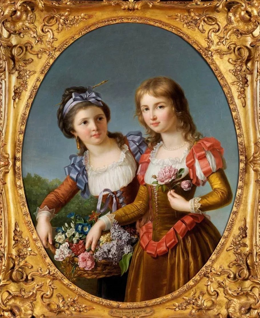 Две девушки. Marie-Victoire Lemoine - живопись, 19 век, портрет, девушка - оригинал