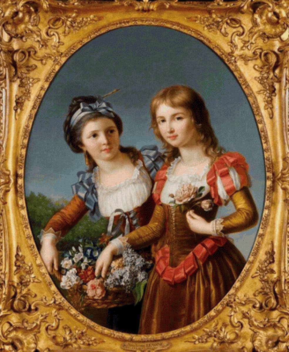 Две девушки. Marie-Victoire Lemoine - портрет, девушка, живопись, 19 век - предпросмотр