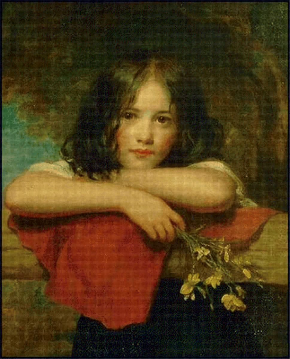 Чарльз Бакстер. Портрет девушки - 19 век, девушка, живопись, портрет - предпросмотр
