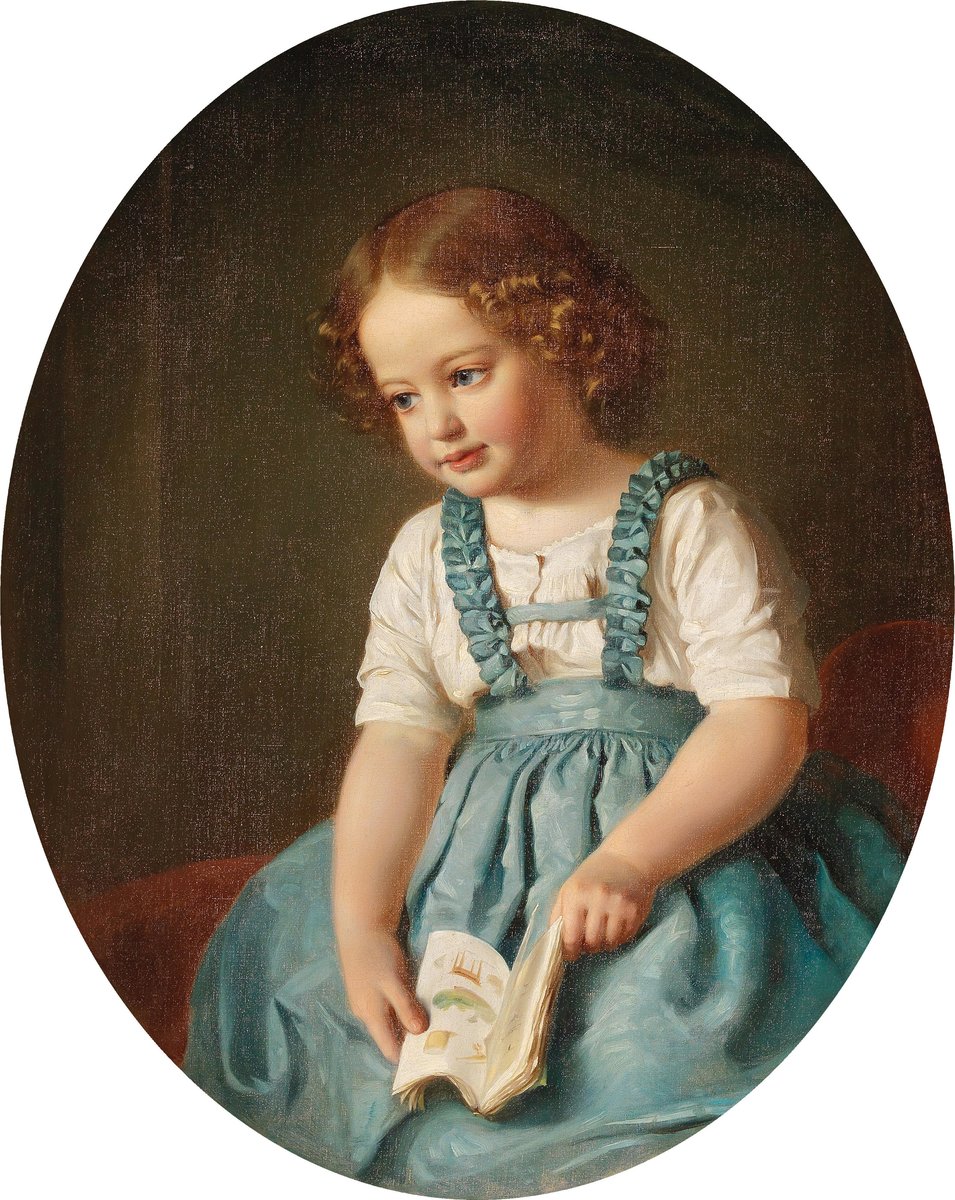 Девочка с книгой. Франц Карл Булер - портрет, живопись, девочка, 19 век - оригинал