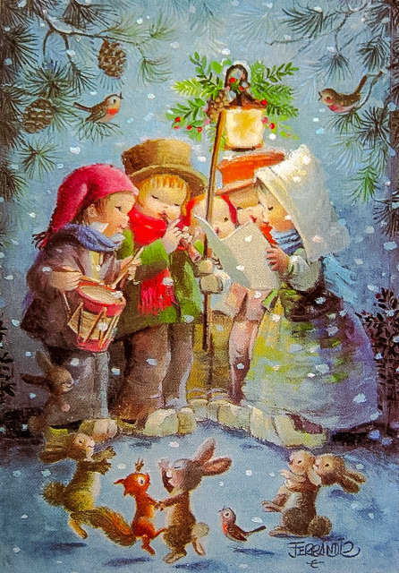 Christmas Carols. - joan ferràndiz castells art.christmas.children.animals.birds. - оригинал