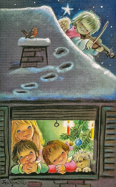 Preparing for Christmas-2. - joan ferràndiz castells art.christmas.children.birds. - оригинал