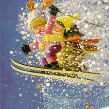 Оригинал схемы вышивки «Little Skiers.» (№2133424)