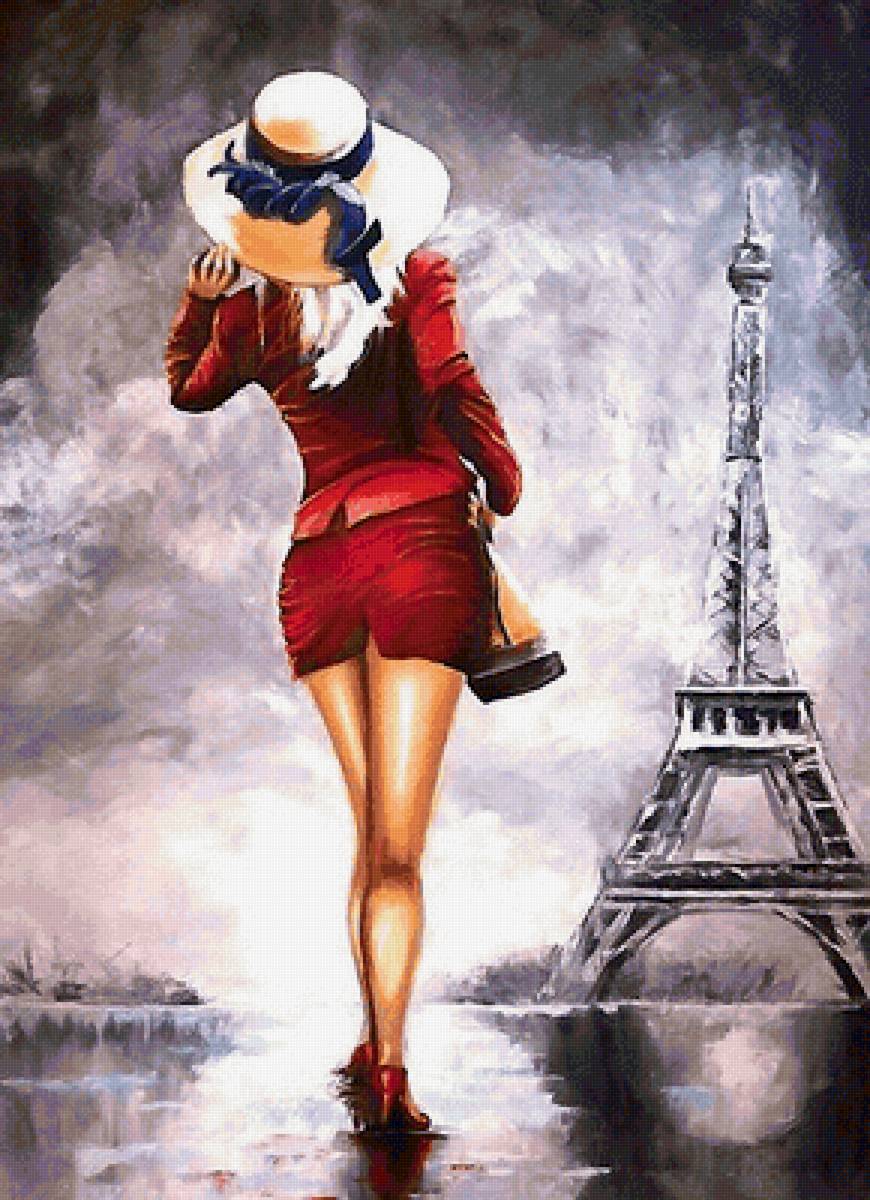Париж - девушка, башня - предпросмотр