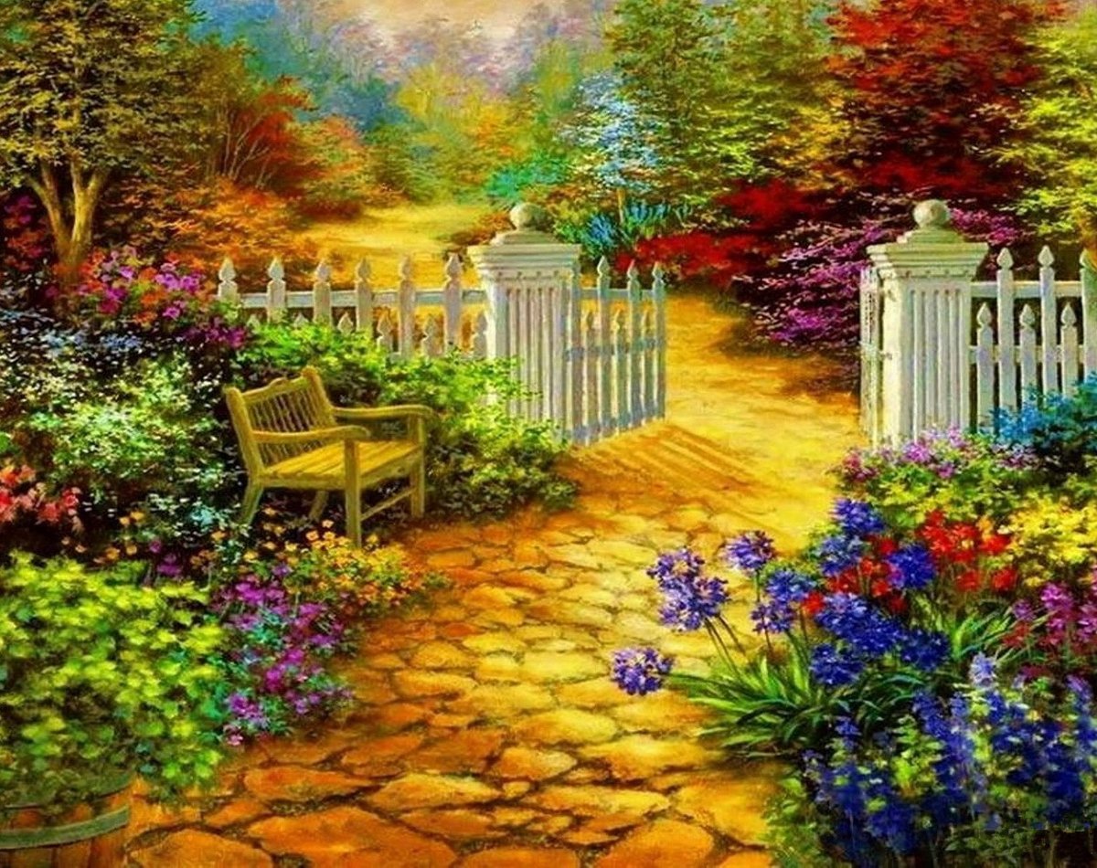 калитка - сад, скамейка, калитка - оригинал