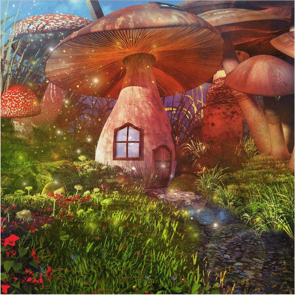 Волшебная тропа - путь, дверь, гриб, тропа, фэнтези, трава, дом - оригинал