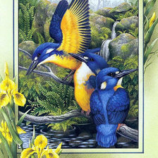 Оригинал схемы вышивки «Синие птички» (№2135009)