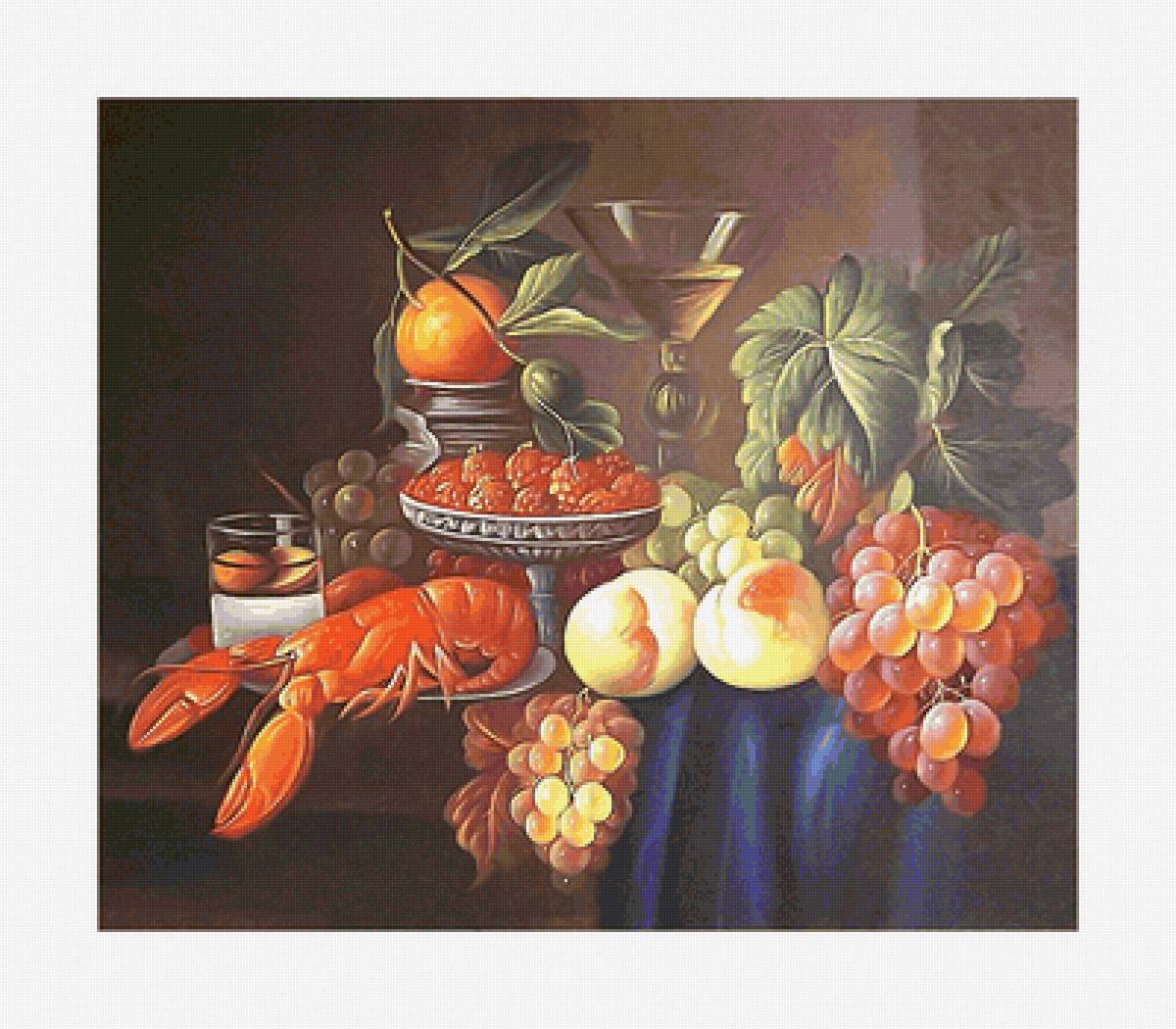 №2135499 - виноград, фрукты, натюрморт, рак, персики - предпросмотр