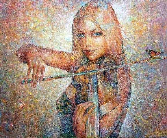 Мелодия - девушка, люди, скрипка - оригинал