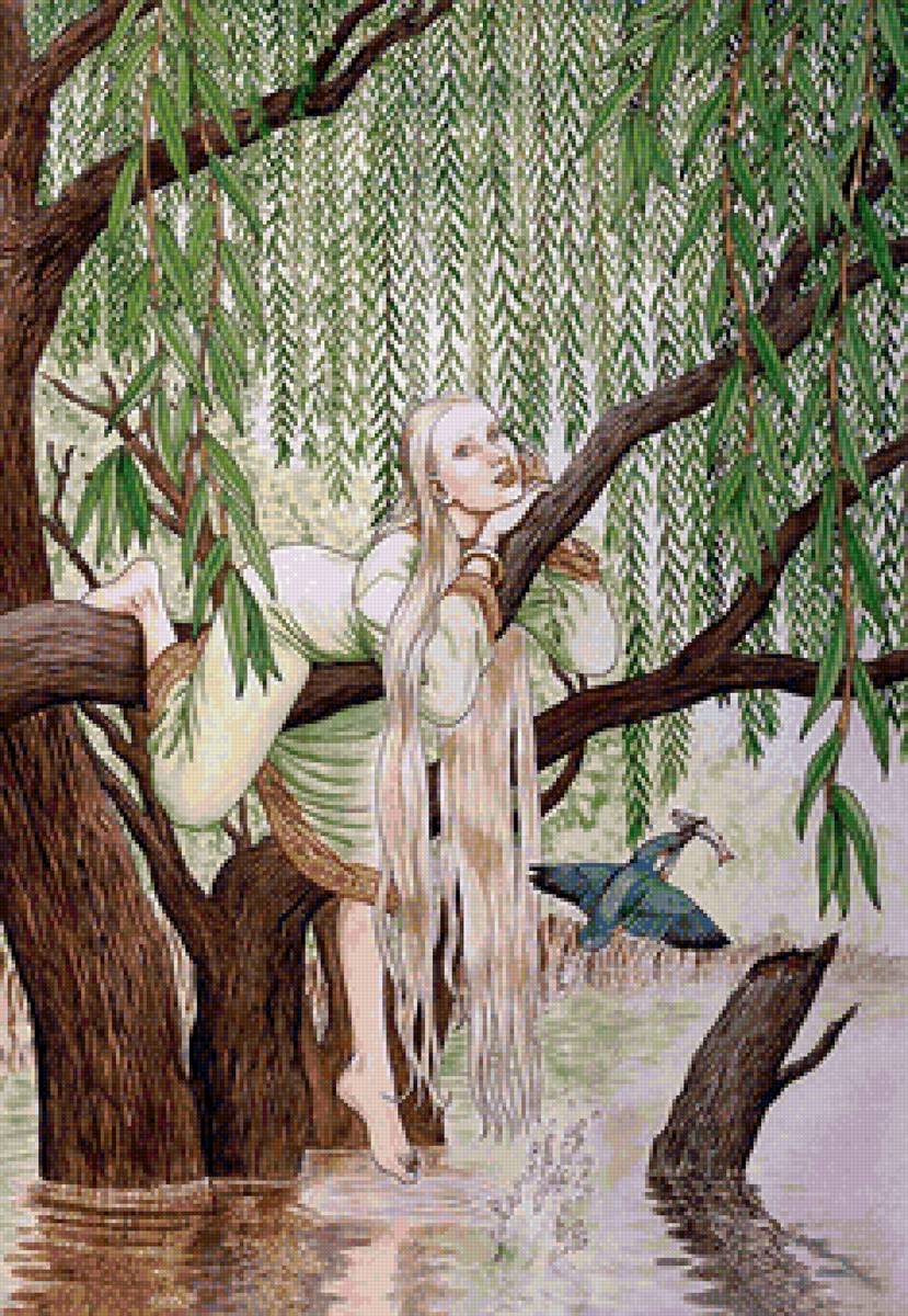 Ивушка - девушка, птица, вода, дерево - предпросмотр