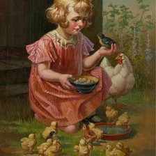 Девочка с цыплятами. HEINRICH HIRT
